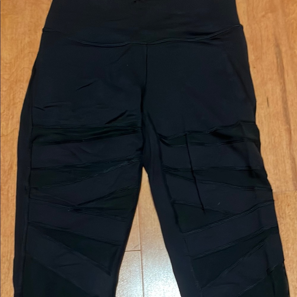 Lululemon Black High-Waisted Leggings with Mesh bondage 4